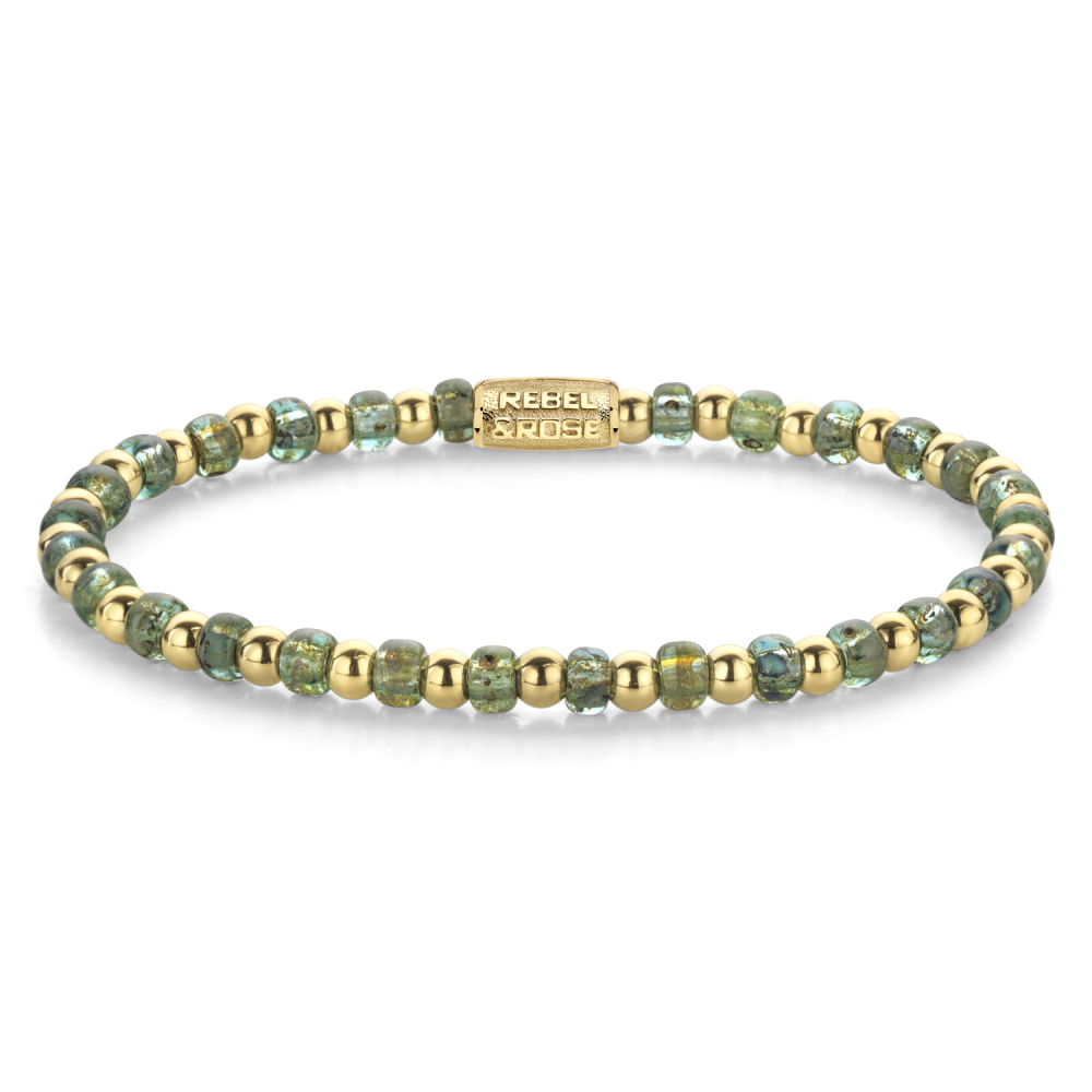 Mix Glass Rocks Secret Garden Gold - 4mm - Kralen Armband Dames