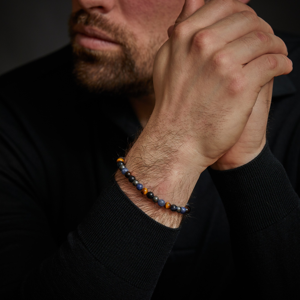 Blue Rain Vintage - 6mm - Bracciale a Perline Uomo