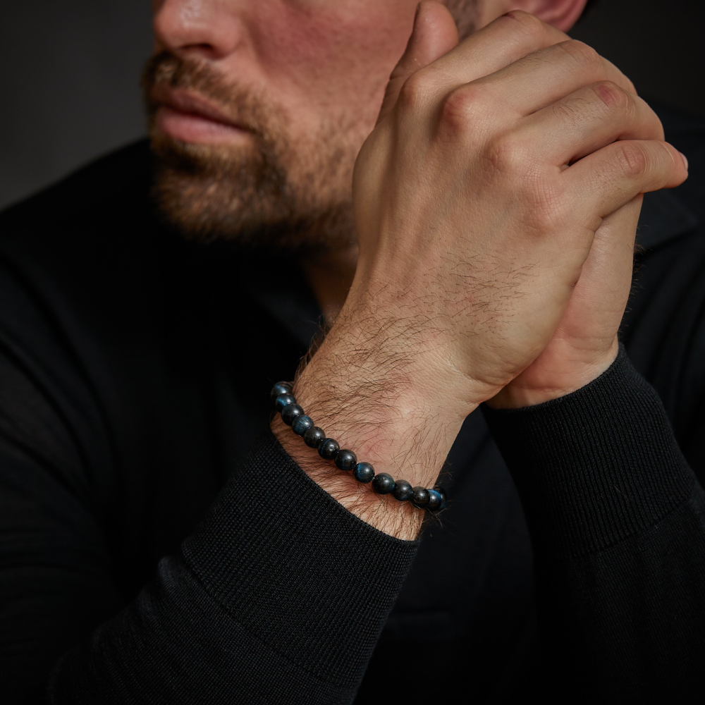 Tiger Blues - 8mm - Bracciale a Perline Uomo