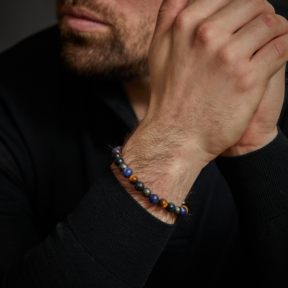 Blue Rain Vintage - 8mm - Bracciale a Perline Uomo