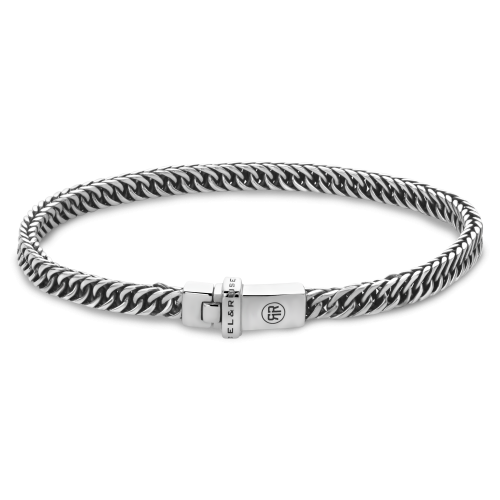 Bracciale da uomo in argento 925 con maglia rolò da 4 mm e chiusura a scatto.