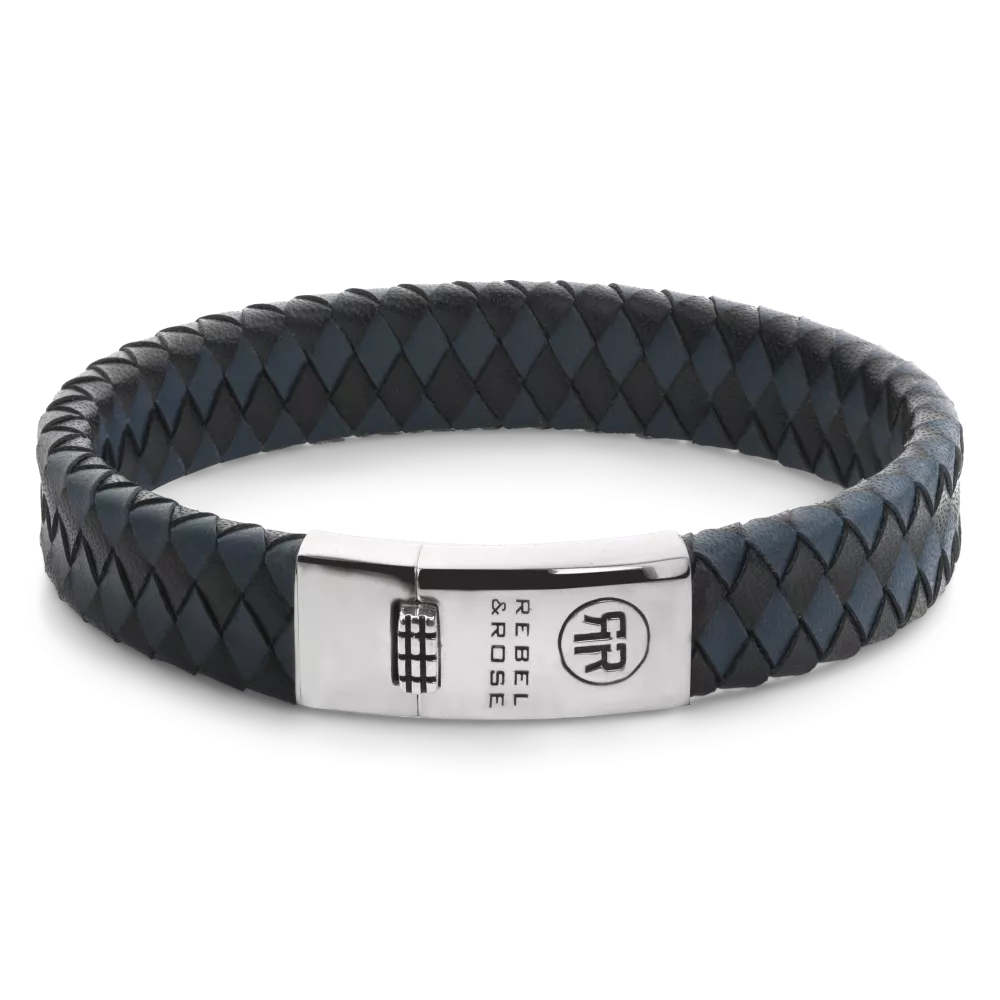 Braided Flat 925 Black&Blue - Heren armband