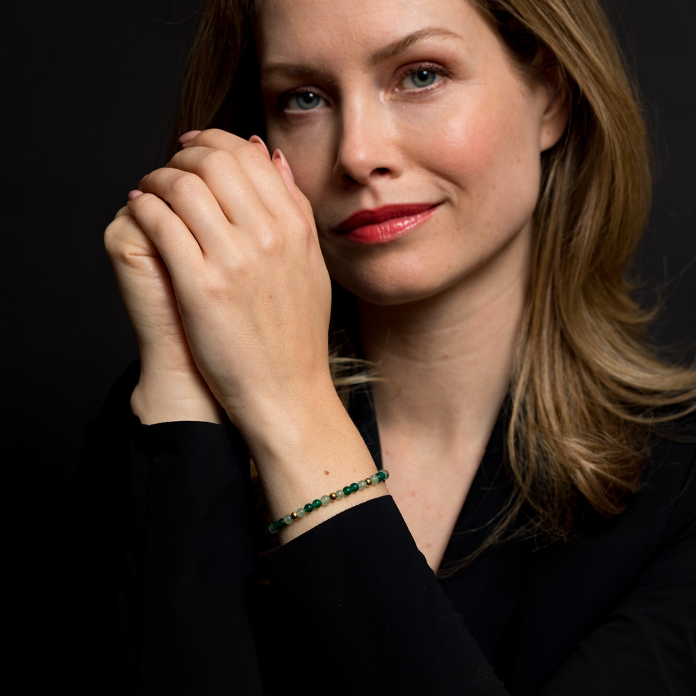 Green Morning Vibes - 18 ct yellow gold ionplated - 4mm - Bracciale di Perline da Donna
