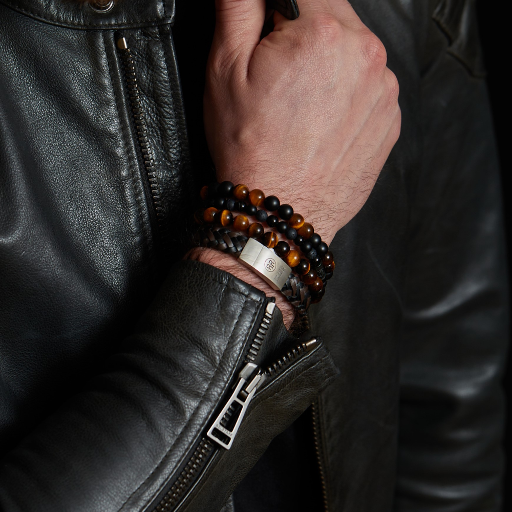 Black Rocks - All-Black - 6mm - Bracciale a Perline Uomo