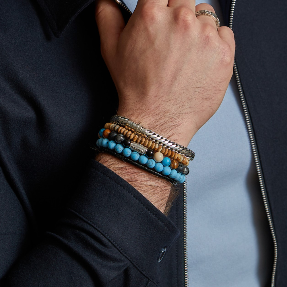 Slices - The Black Stone - 4mm - Bracciale da Uomo