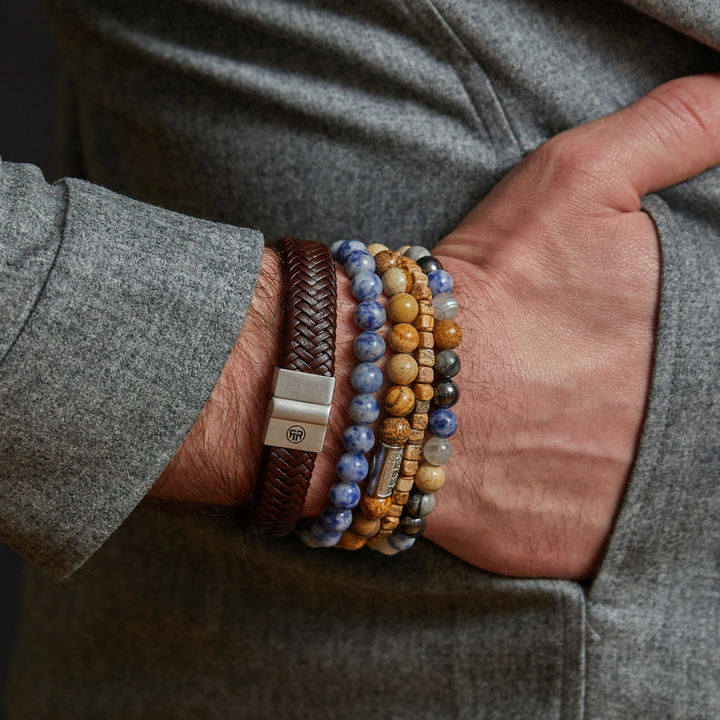 Dutch Delfts Blue - 8mm - Bracciale a Perline da Uomo