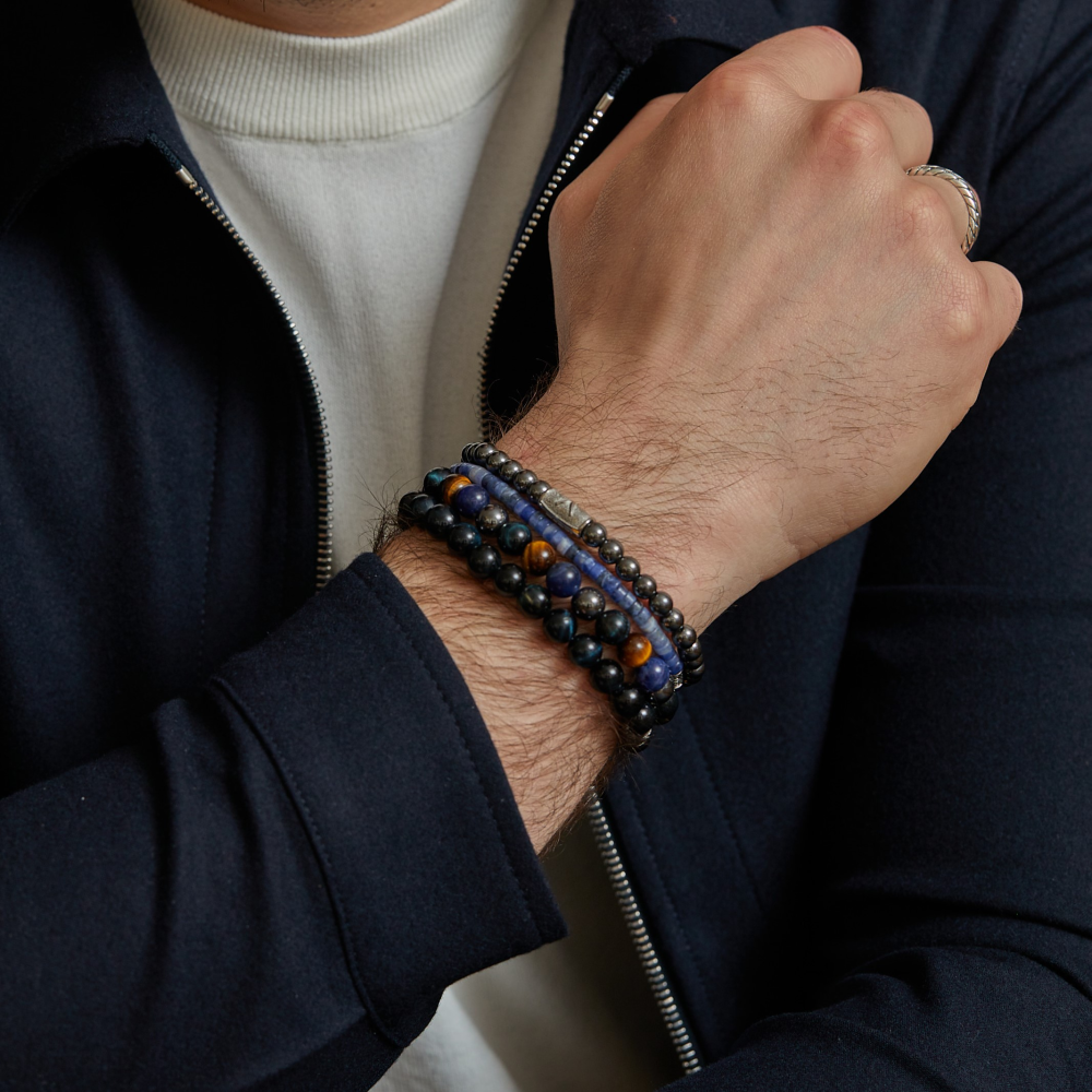 Tiger Blues - 8mm - Bracciale a Perline Uomo