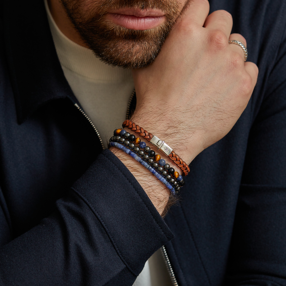 Blue Rain Vintage - 6mm - Bracciale a Perline Uomo
