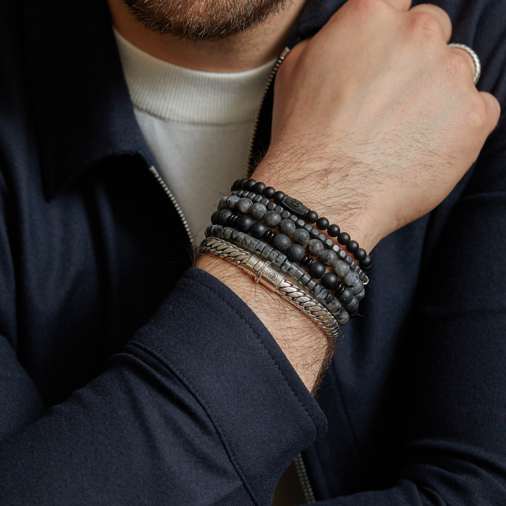 Matt Grey Seduction - 8mm - Bracciale a Perline Uomo