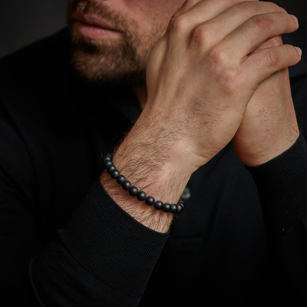 Mad Panther - All-Black - 8mm - Bracciale a Perline da Uomo