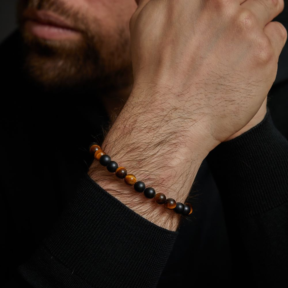 Matt Tiger Lily Twist - 8mm - Bracciale a Perline da Uomo