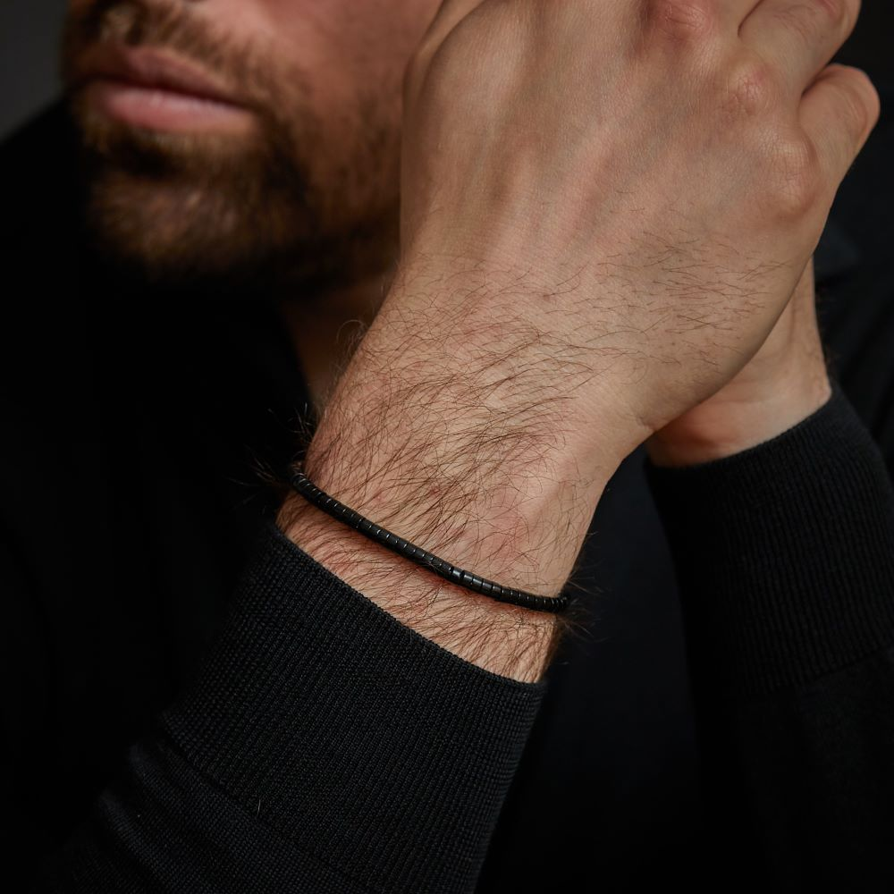Slices - The Black Stone - 4mm - Bracciale da Uomo