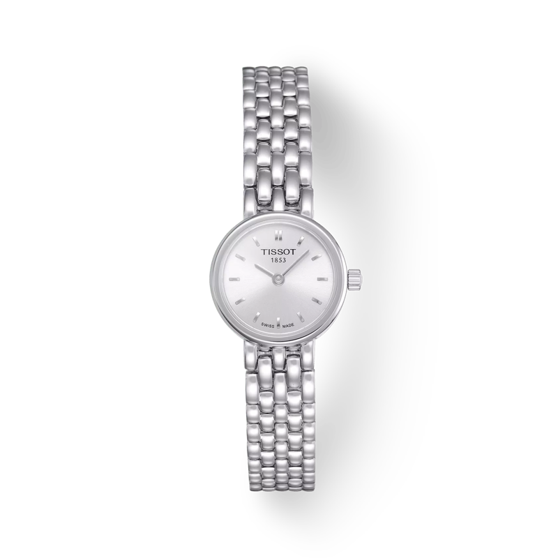 Orologio Tissot Lovely con cassa argentata e quadrante bianco, cinturino in maglia rolò.