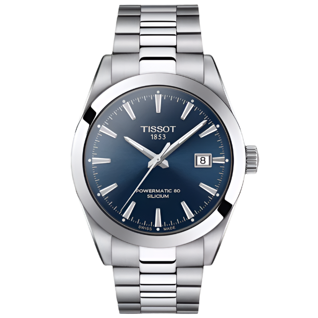 Orologio Tissot Gentleman Powermatic 80 con cassa in acciaio inox e quadrante blu.