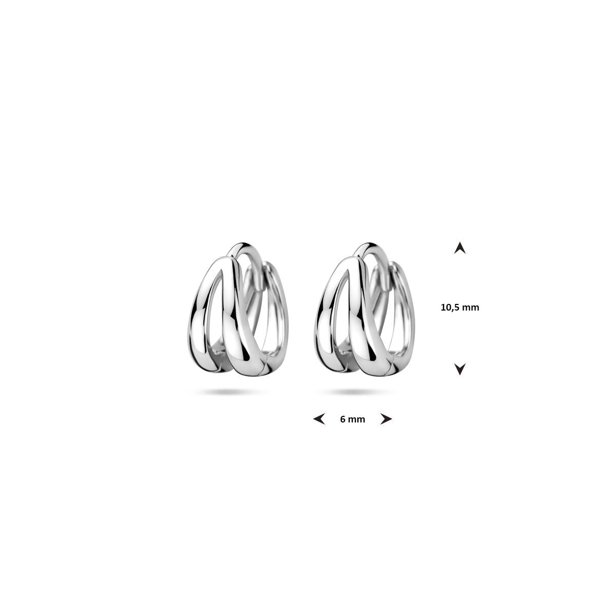 Orecchini a cerchio 10,5 mm argento rodiato
