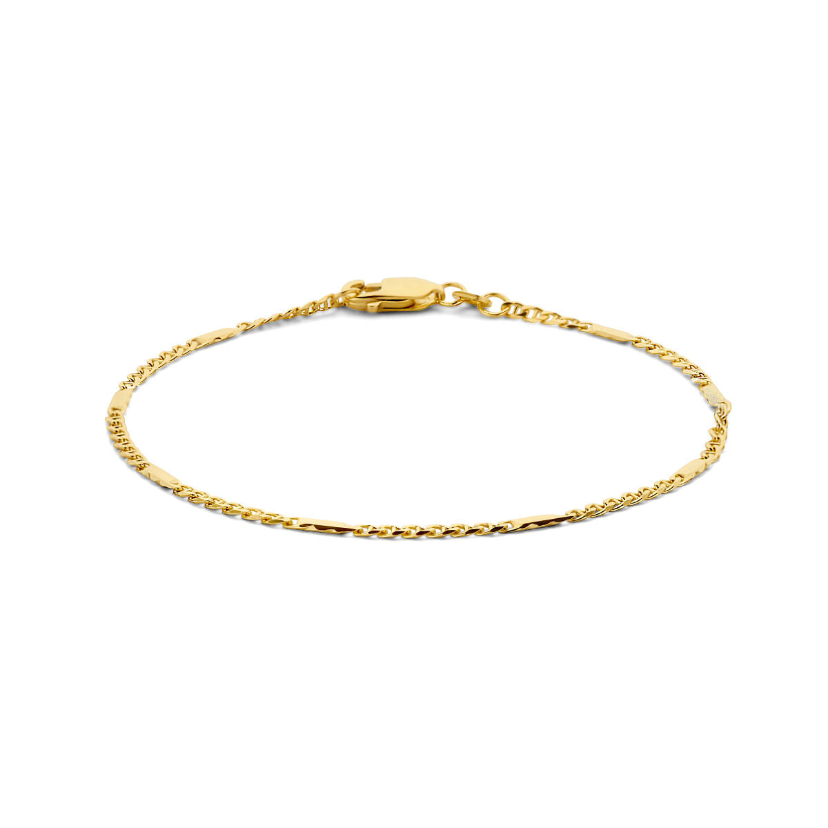 Bracciale in oro con inserto in occhio di falco e maglia rolò.