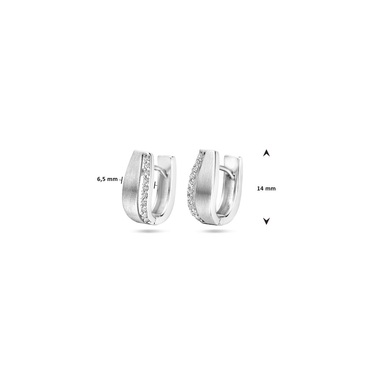 orecchini a cerniera zirconia 14 mm lucido/opaco argento rodiato