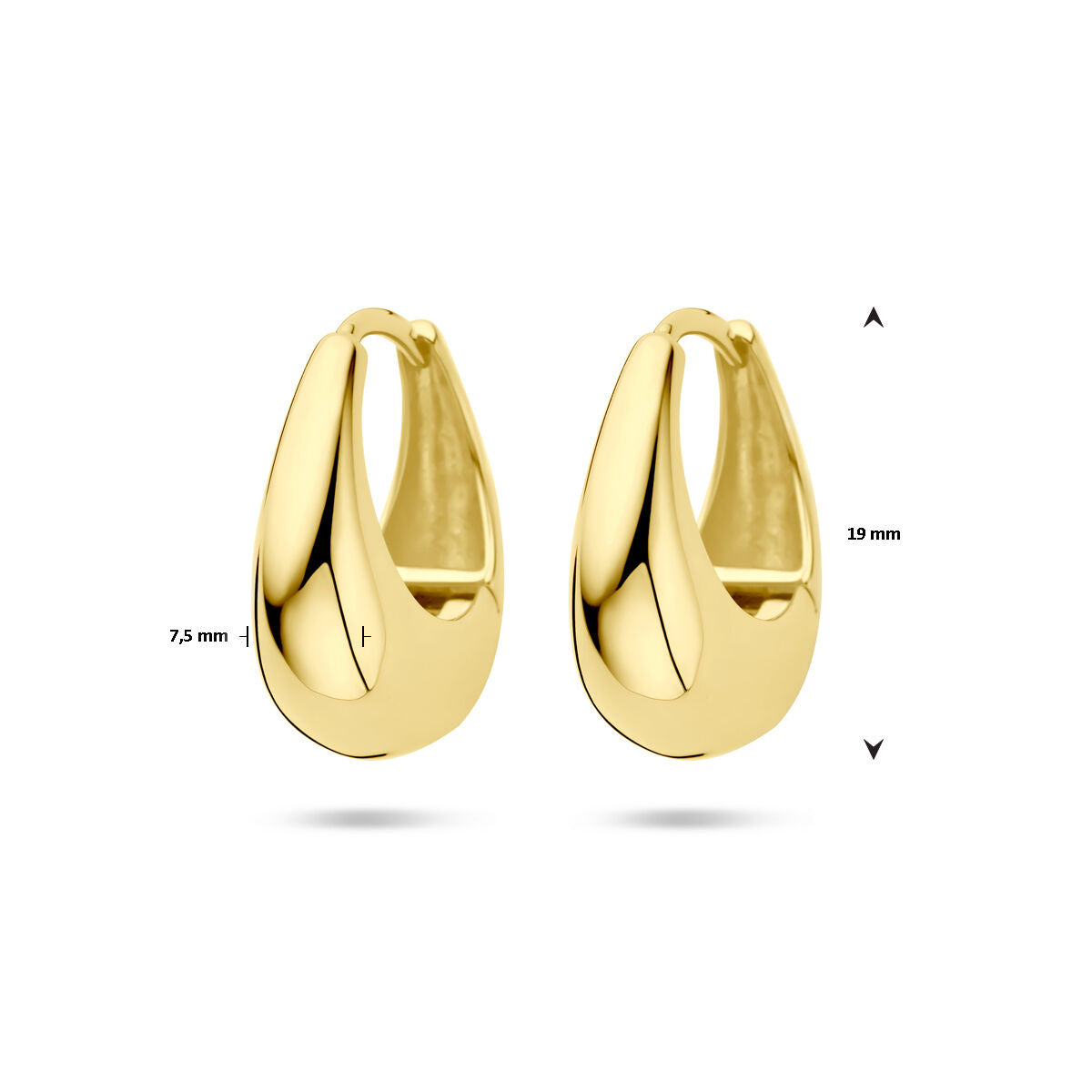 Orecchini a Cerchio 19 mm 1 Micron Argento Placcato Oro (Giallo)