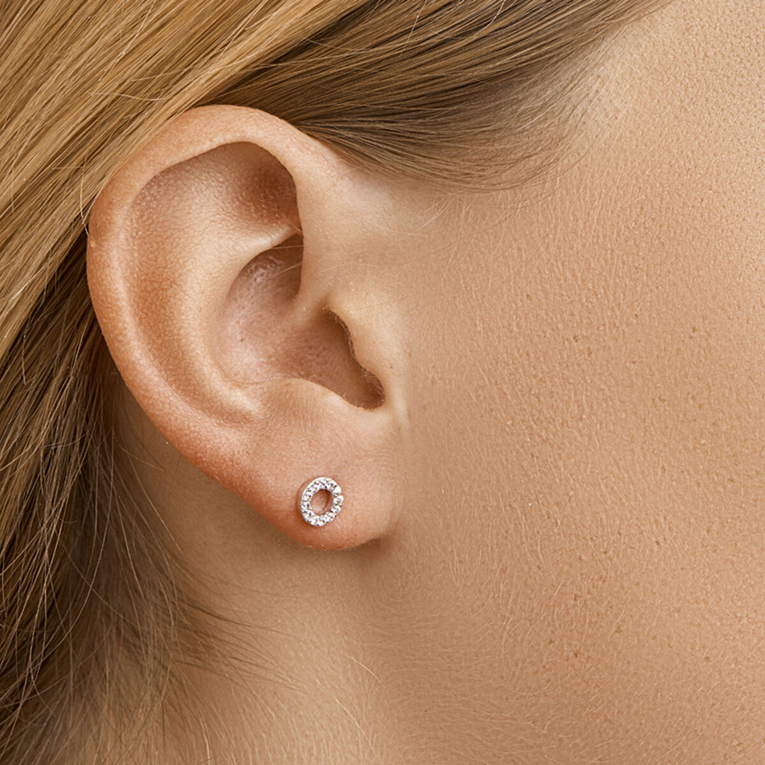 oorknoppen zirkonia zilver gerhodineerd