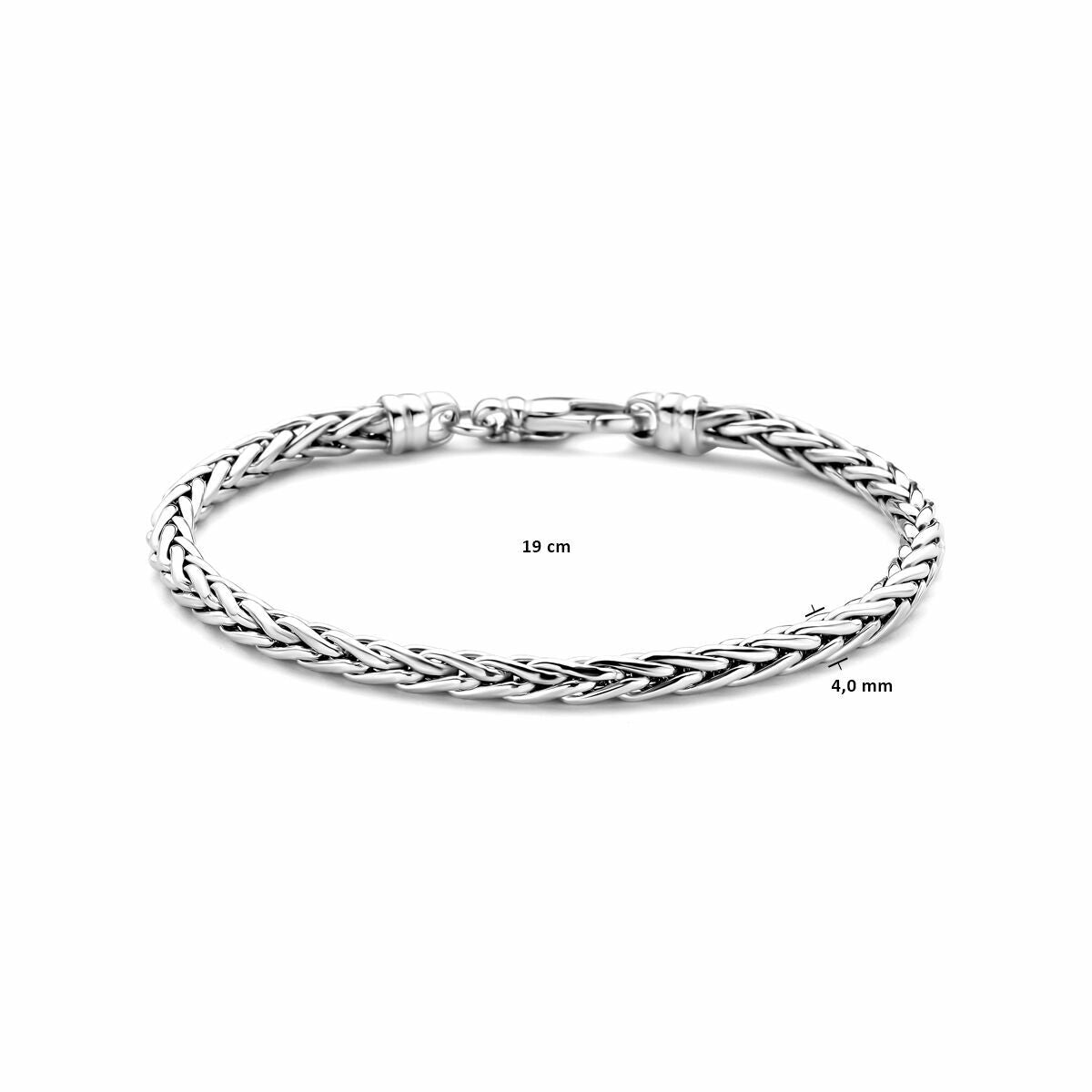 Bracciale da donna in argento rodiato – maglia coda di volpe 4 mm