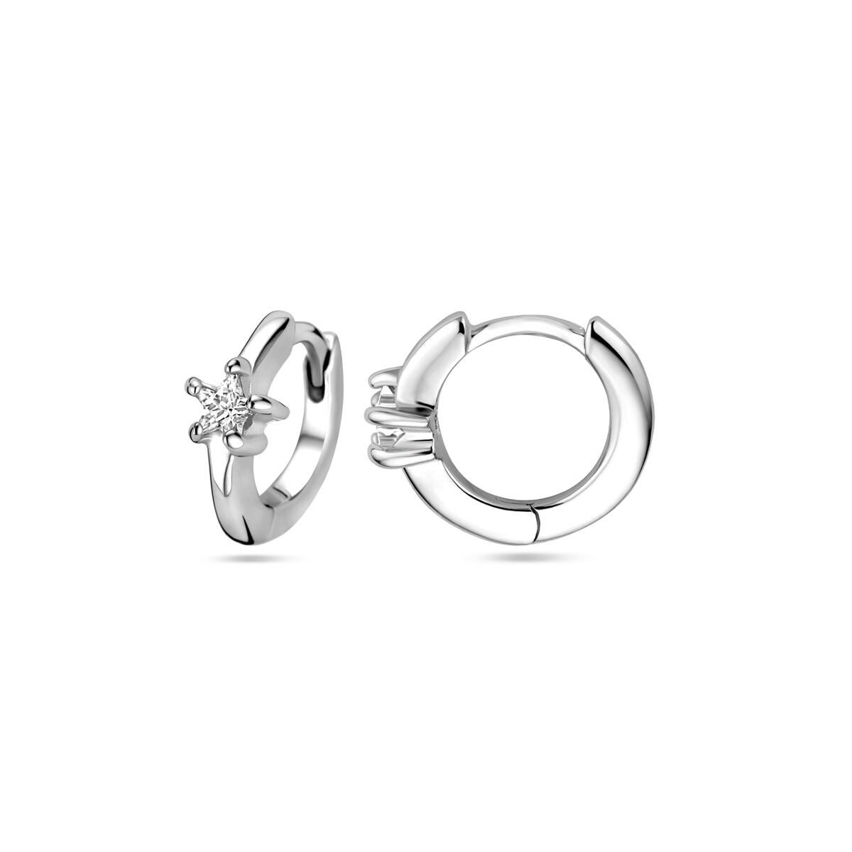 orecchini a scatto zirconia 10,5 mm argento rodiato