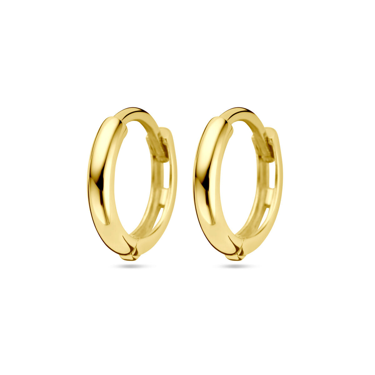 Orecchini alla creola in oro giallo 14K, con finitura lucida e forma rotonda.