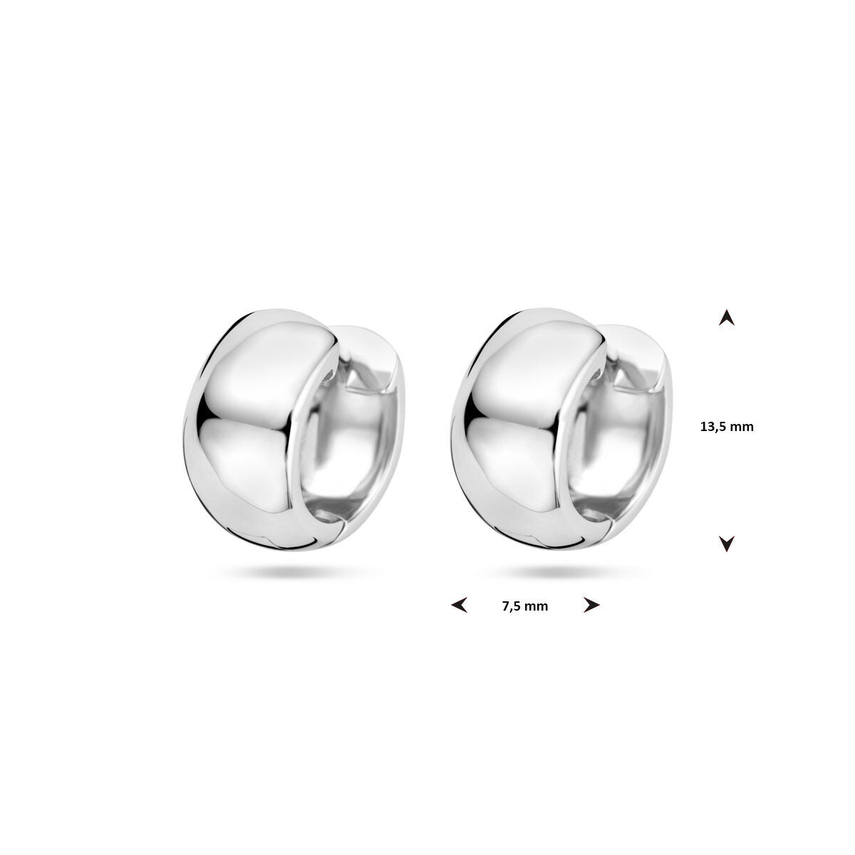 orecchini a cerchio a scatto 13,5 mm argento rodiato