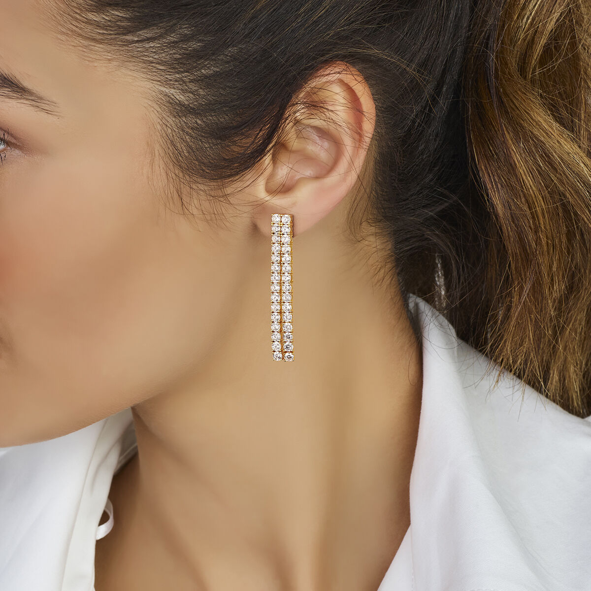 orecchini pendenti zirconia argento placcato (giallo)