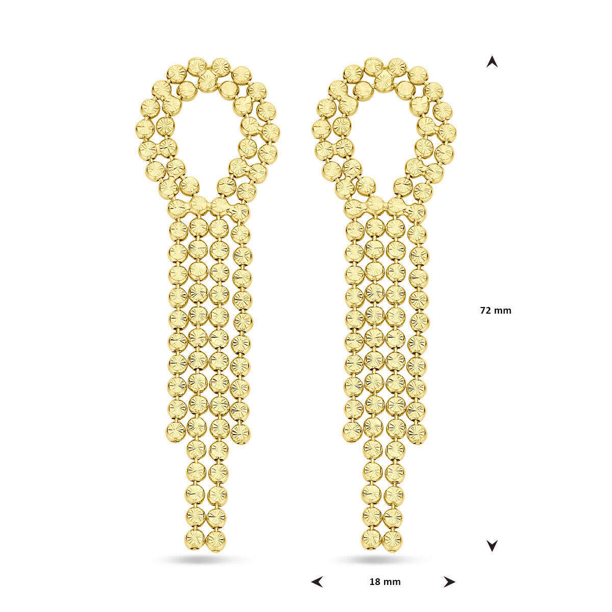 Van der Kooij Collezione - orecchini pendenti diamantati 72 mm 1 micron argento dorato (giallo)