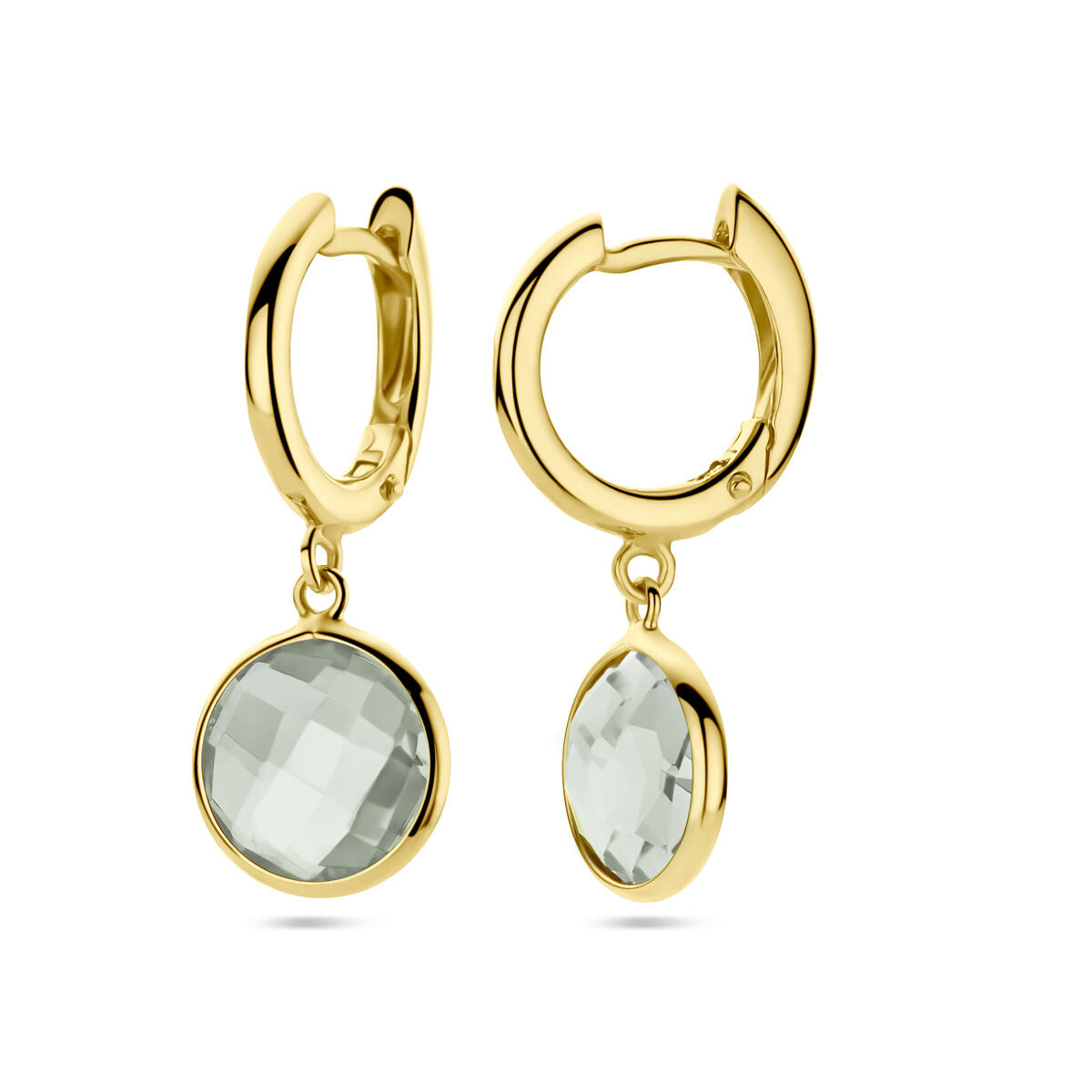 orecchini a cerchio ametista verde oro giallo 14K