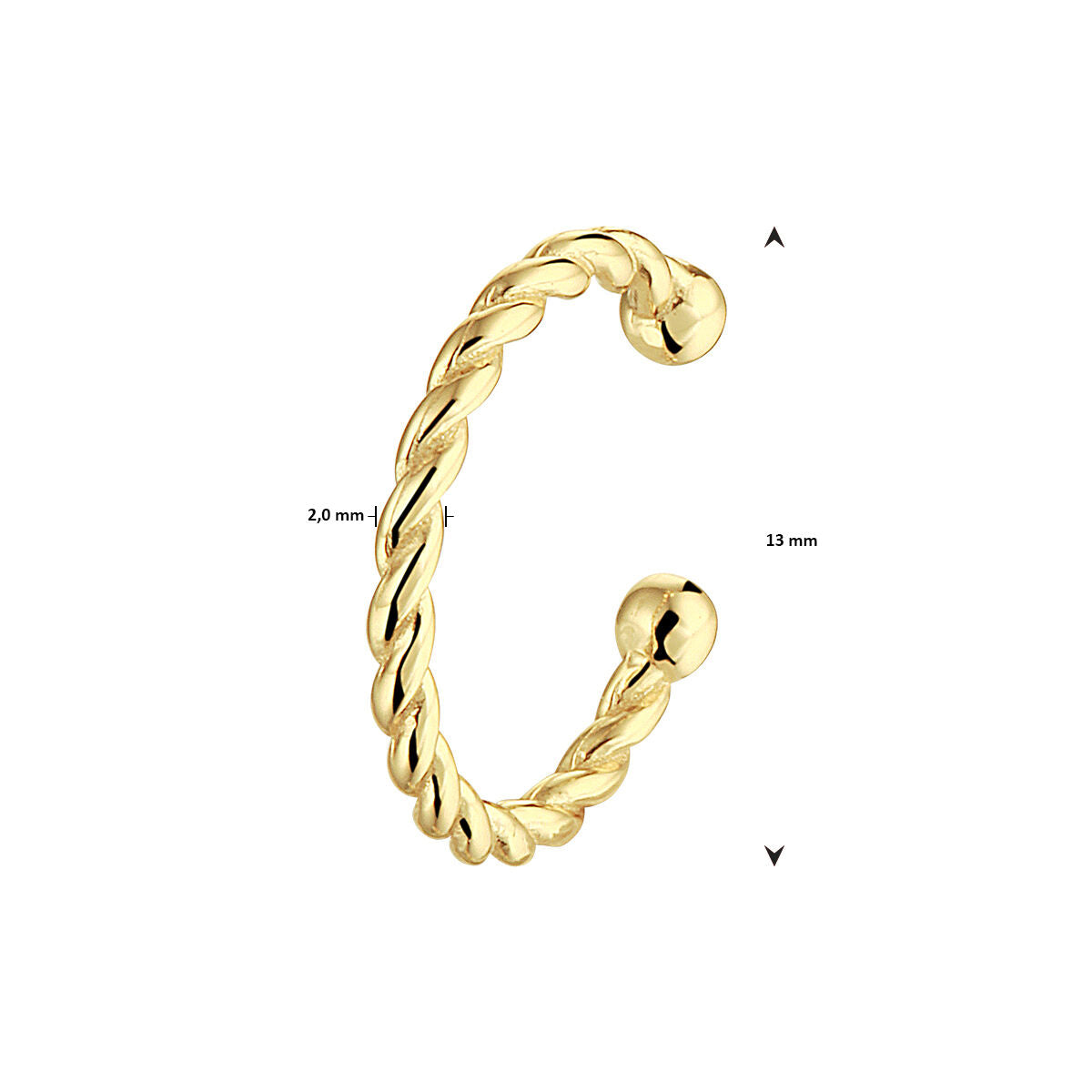 earcuff ritorto 1 micron argento placcato oro (giallo)