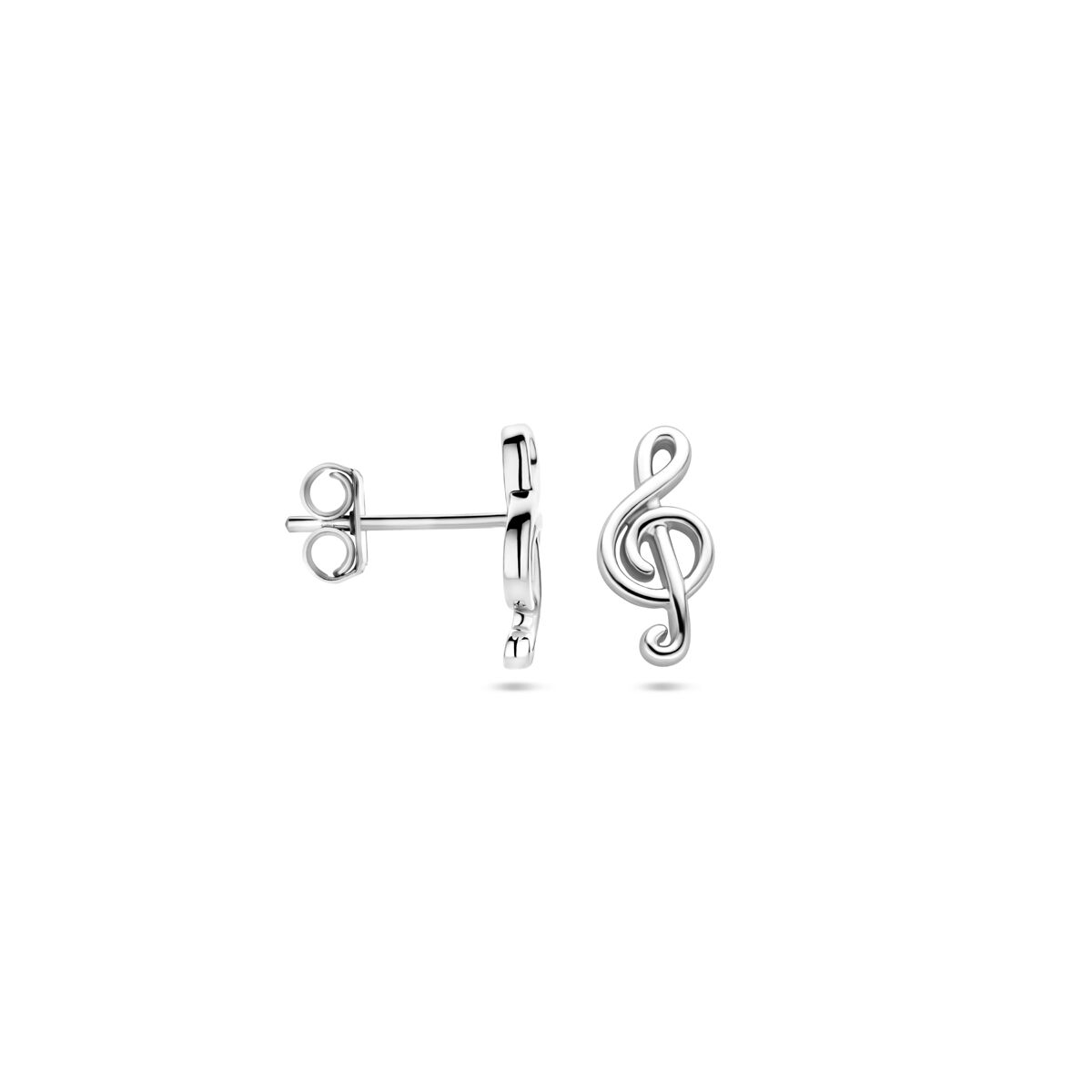 orecchini a bottone nota musicale 12 mm argento rodiato