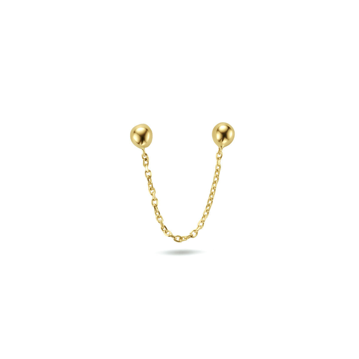 Orecchini a pallina in oro giallo 14K con catena.
