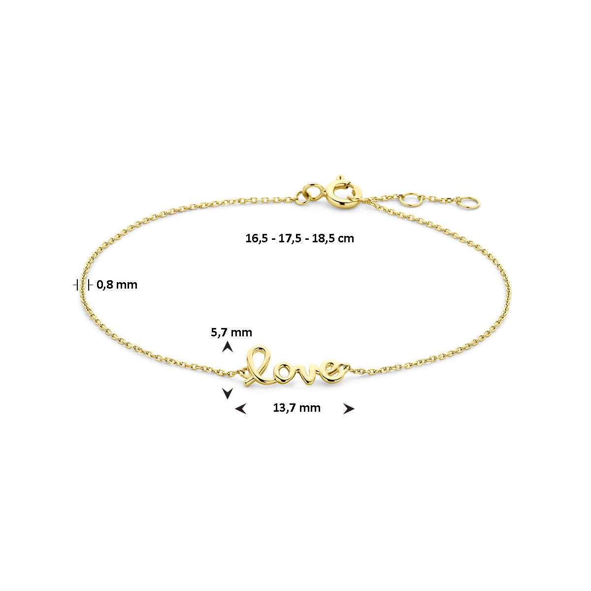 Bracciale love 16,5 – 17,5 – 18,5 cm 14K oro giallo