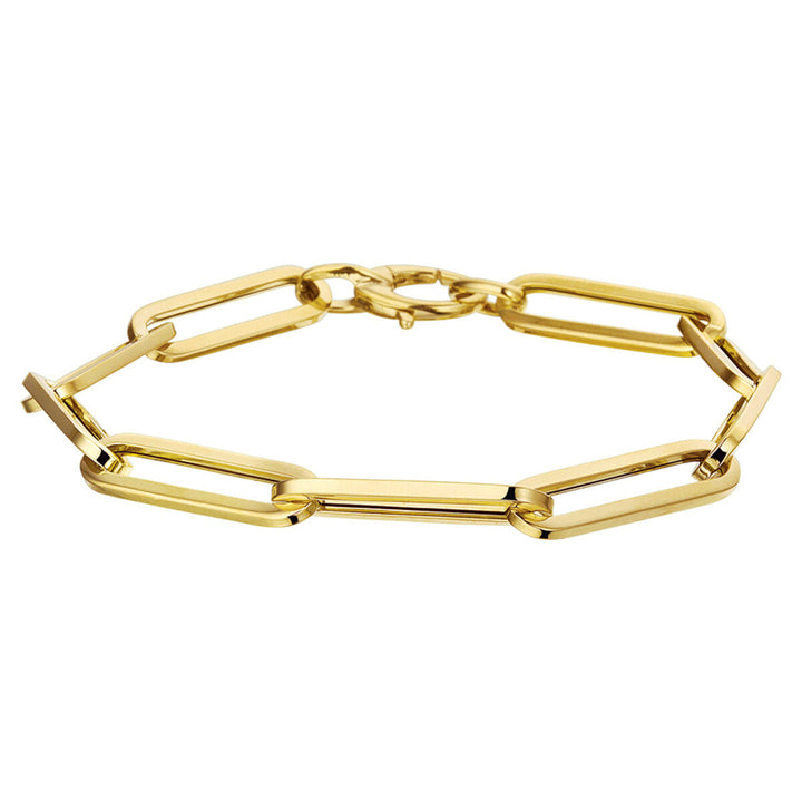 Gouden armband dames paperclip vierkante buis 14K