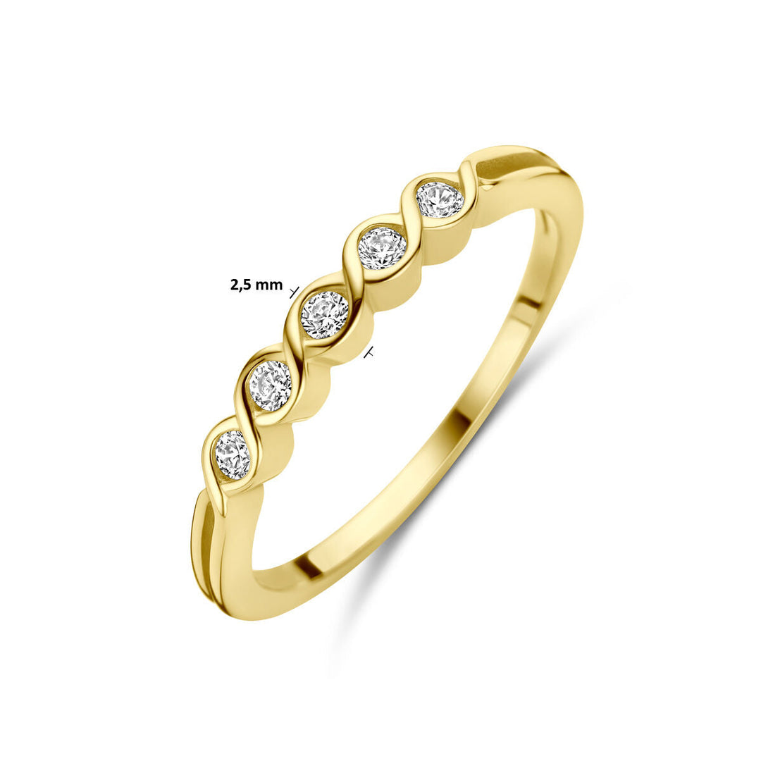 Geelgouden ring zirkonia 14K