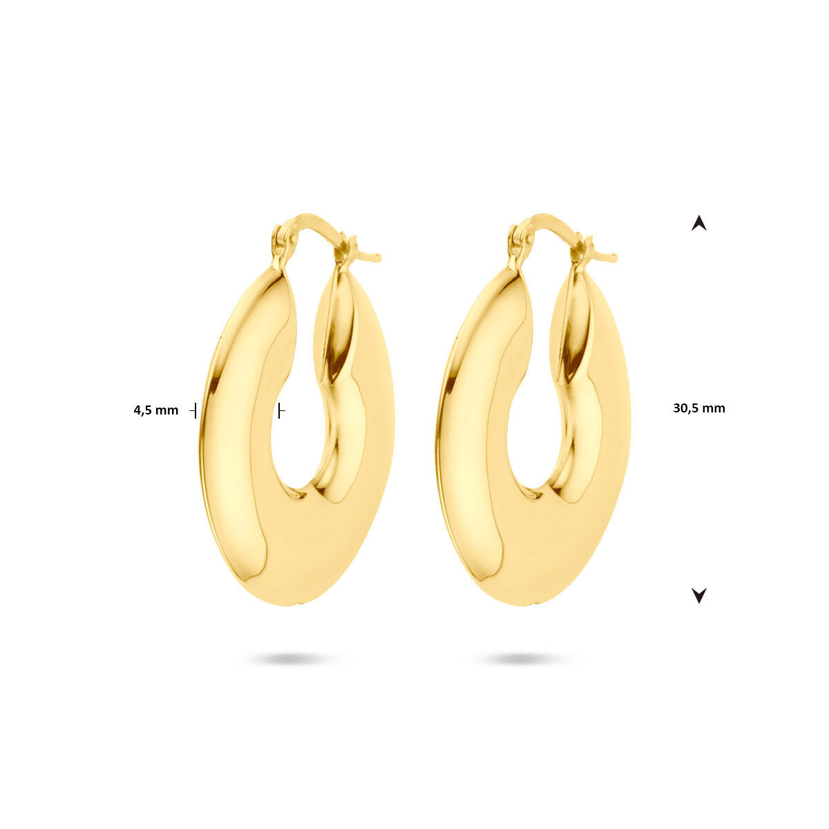 orecchini a cerchio 30,5 mm 1 micron argento placcato (giallo)