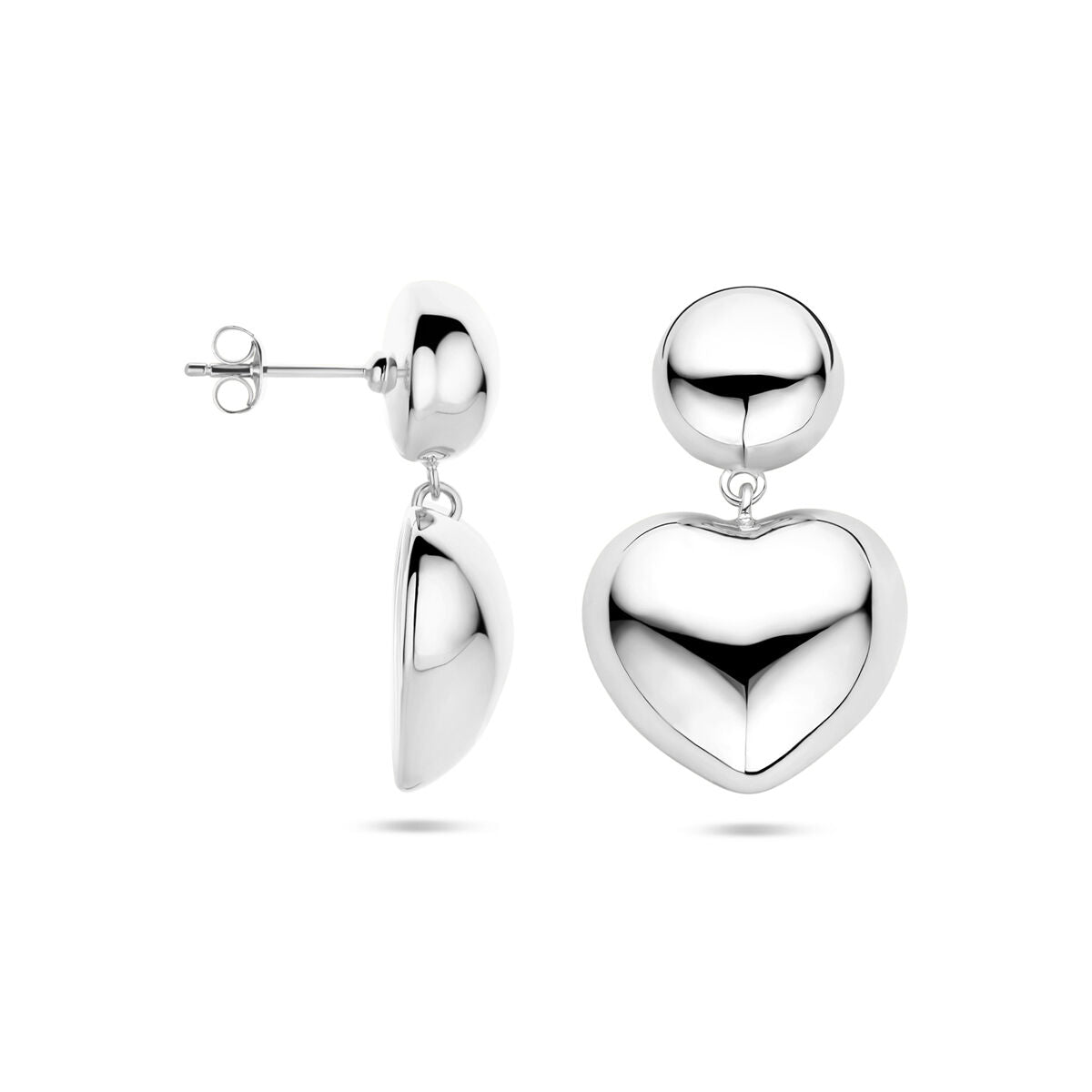 orecchini pendenti cuoricini 32 mm argento rodiato
