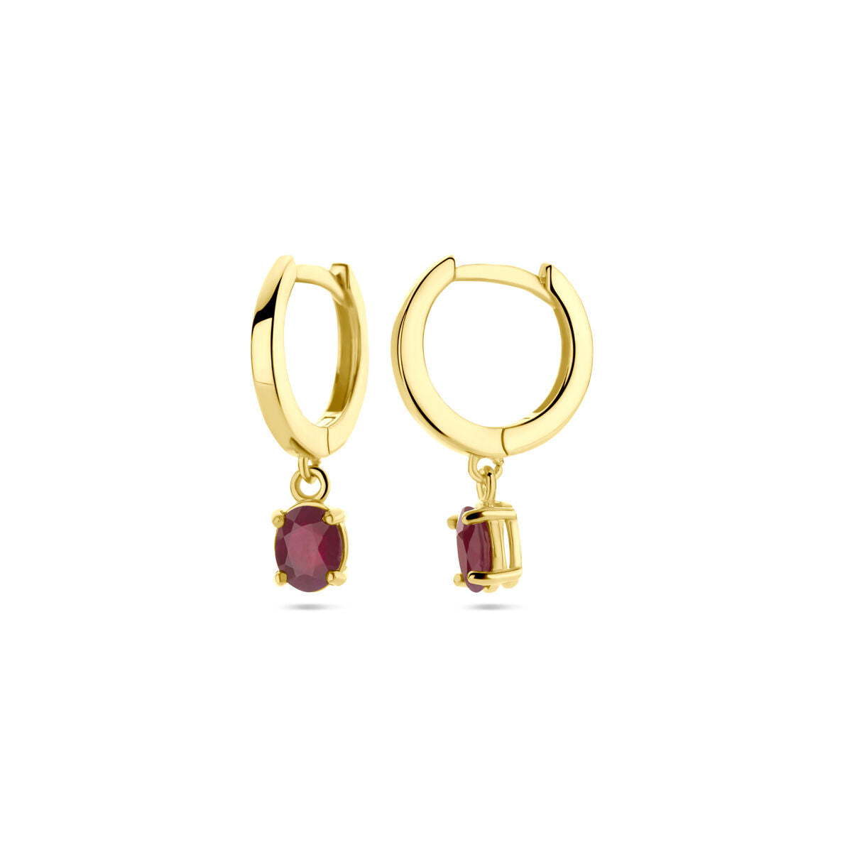 orecchini a cerniera rubino 19 mm 14K oro giallo