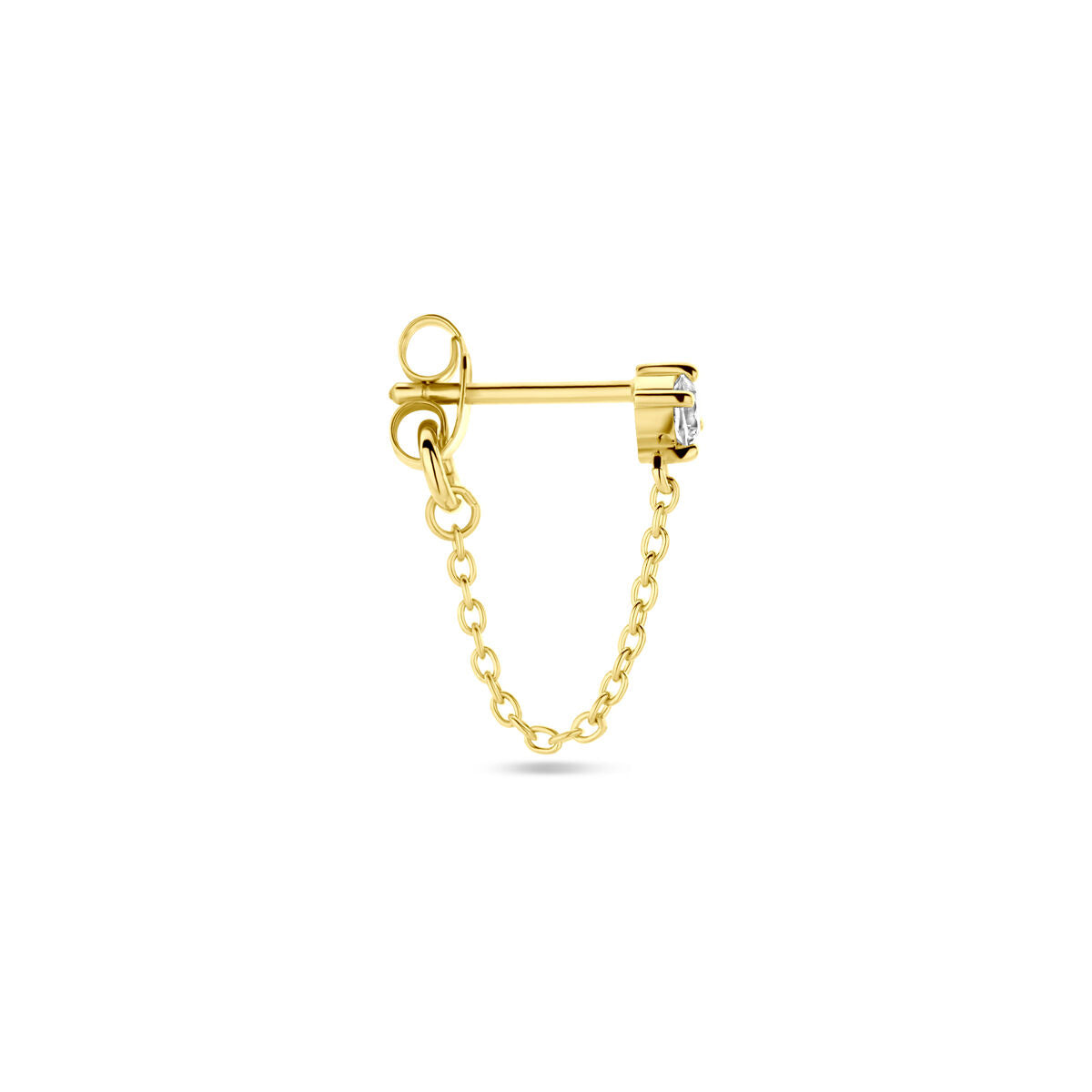 orecchino a bottone singolo zircone 1 micron argento placcato oro (giallo)