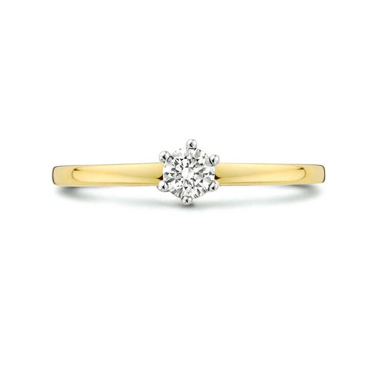 anello diamante 0.20ct h si 14K oro bicolore giallo/bianco