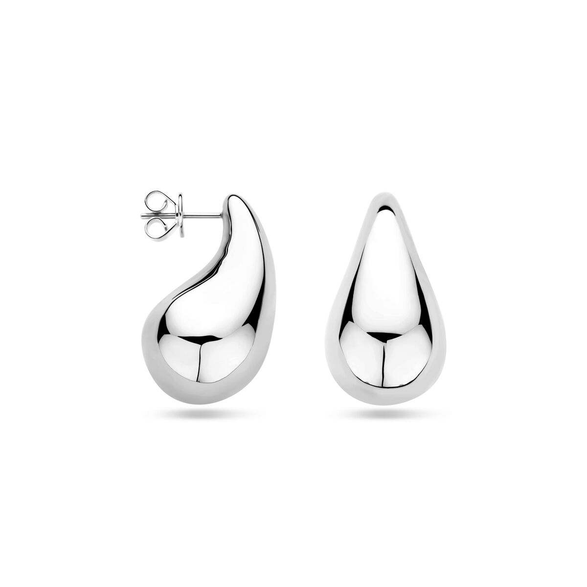 orecchini a bottone goccia 30 mm argento rodiato