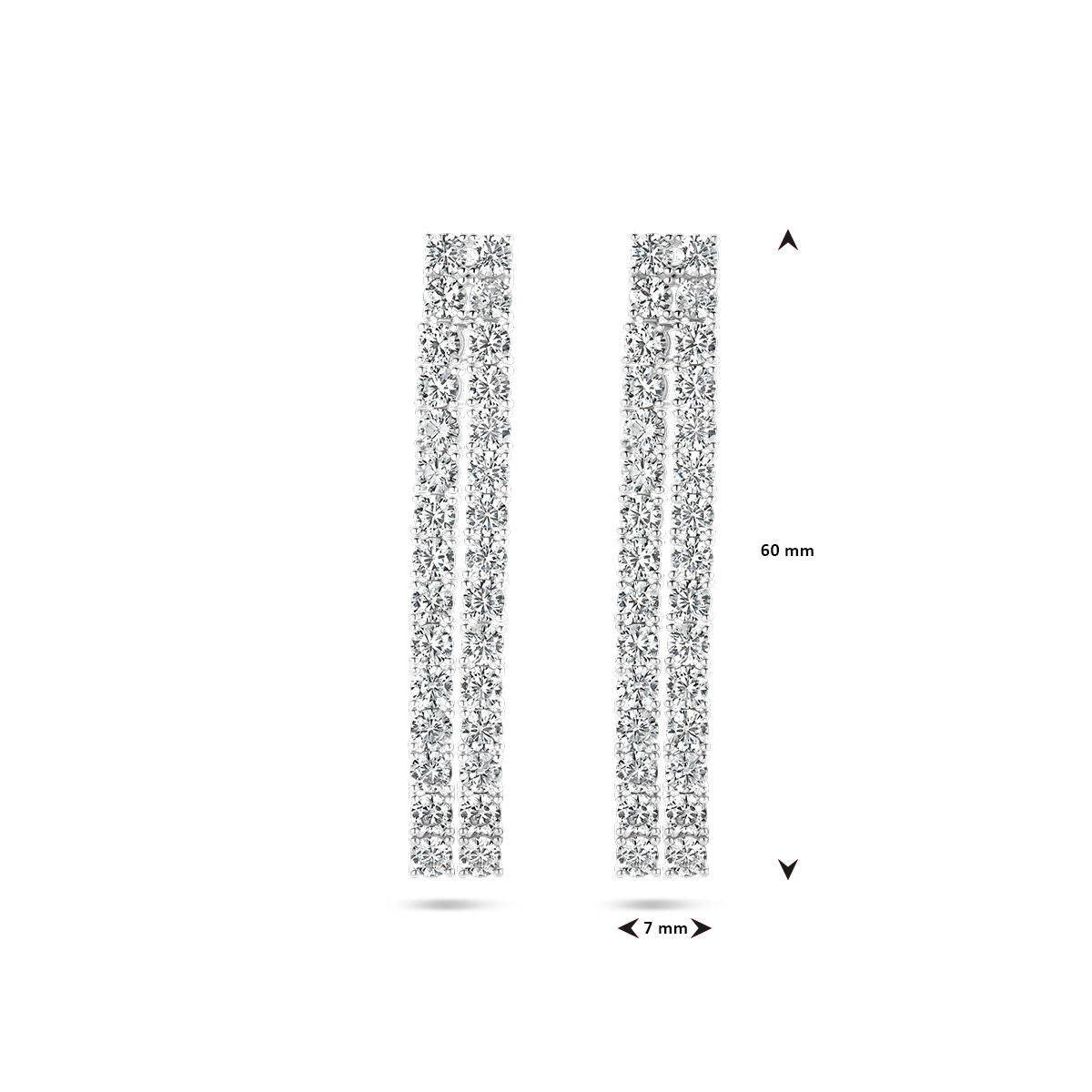 orecchini pendenti zirconia argento rodiato