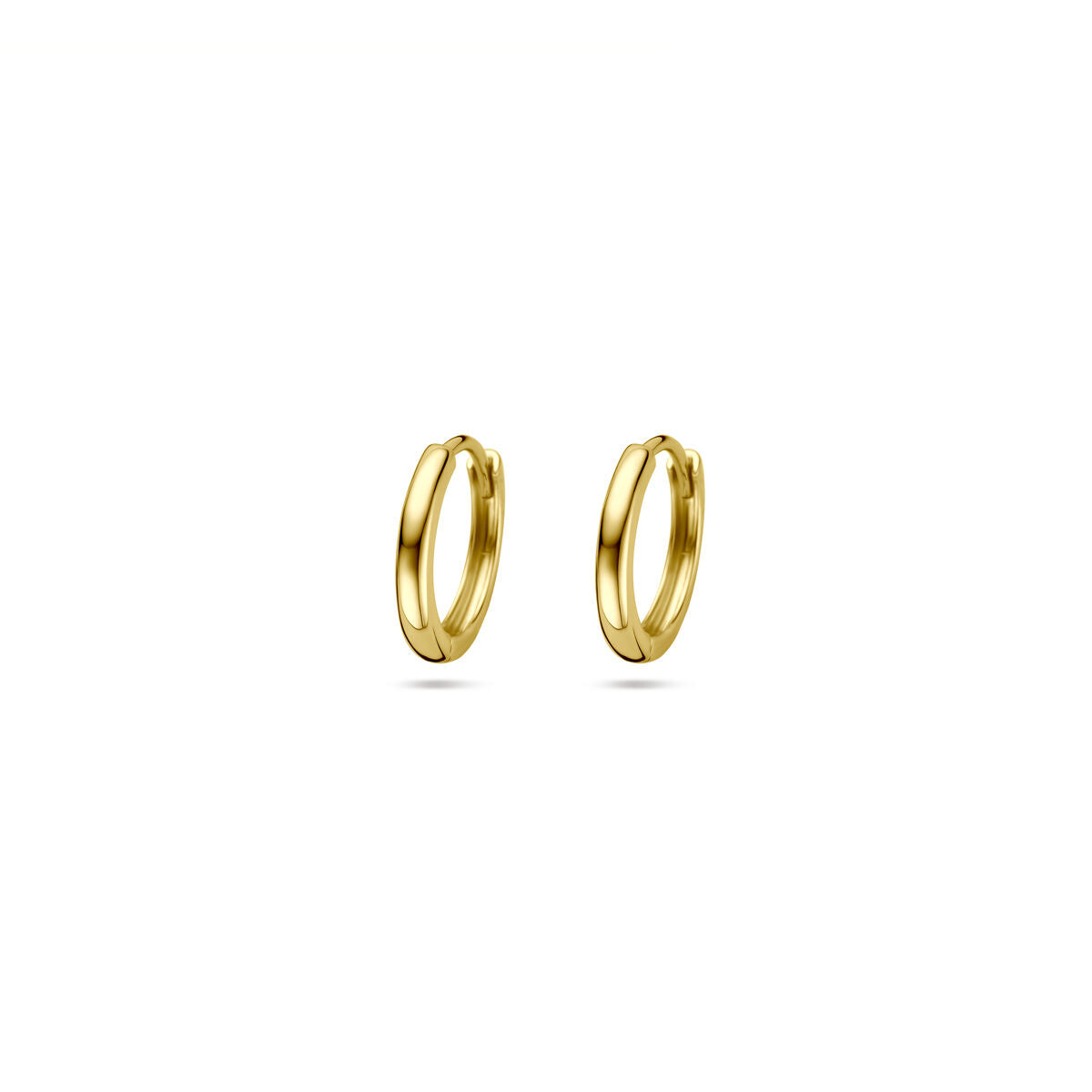Orecchini alla creola in oro giallo 14k con chiusura a scatto.