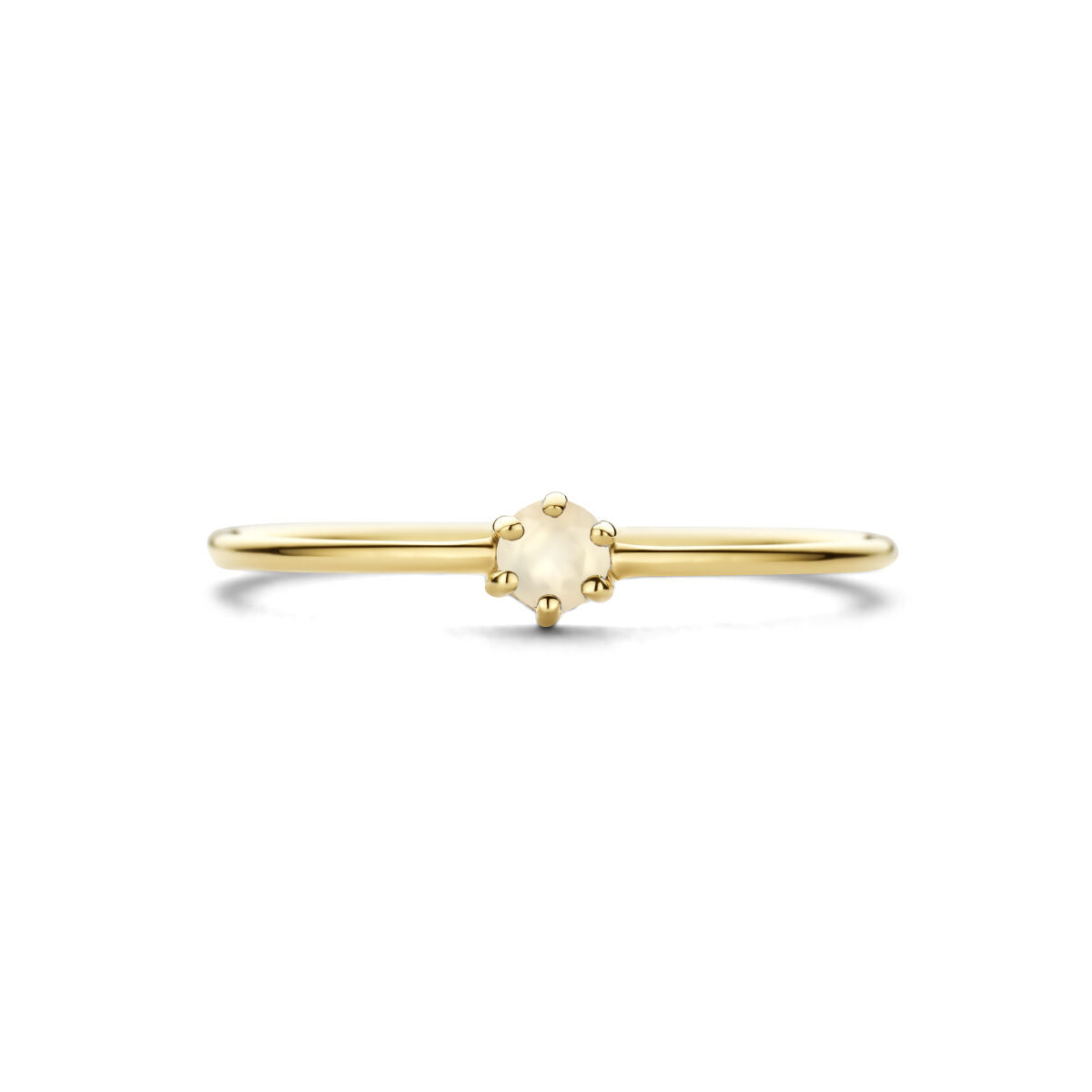 anello con pietra portafortuna pietra di luna giugno 14K oro giallo
