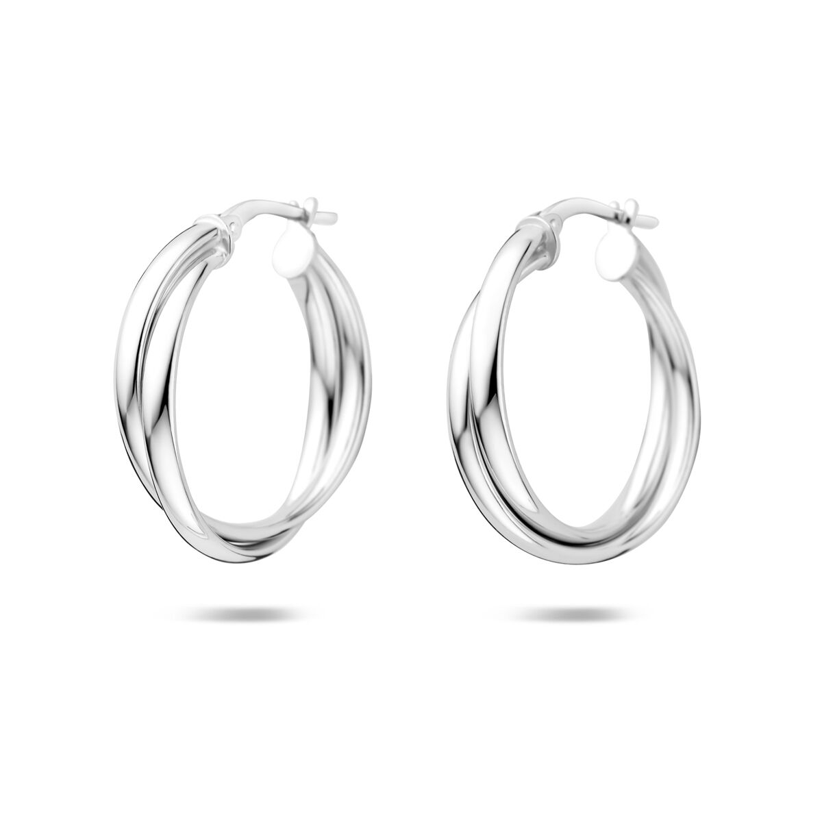 Orecchini alla creola in argento rodiato di 24,5 mm con design intrecciato.