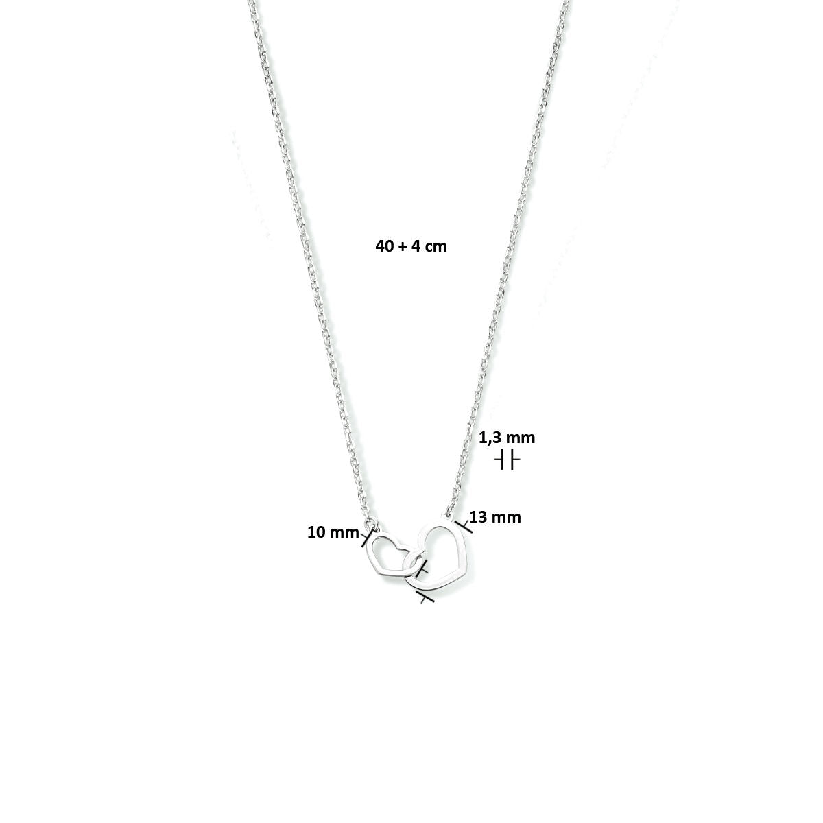 collana cuoricini 40 + 4 cm argento rodiato