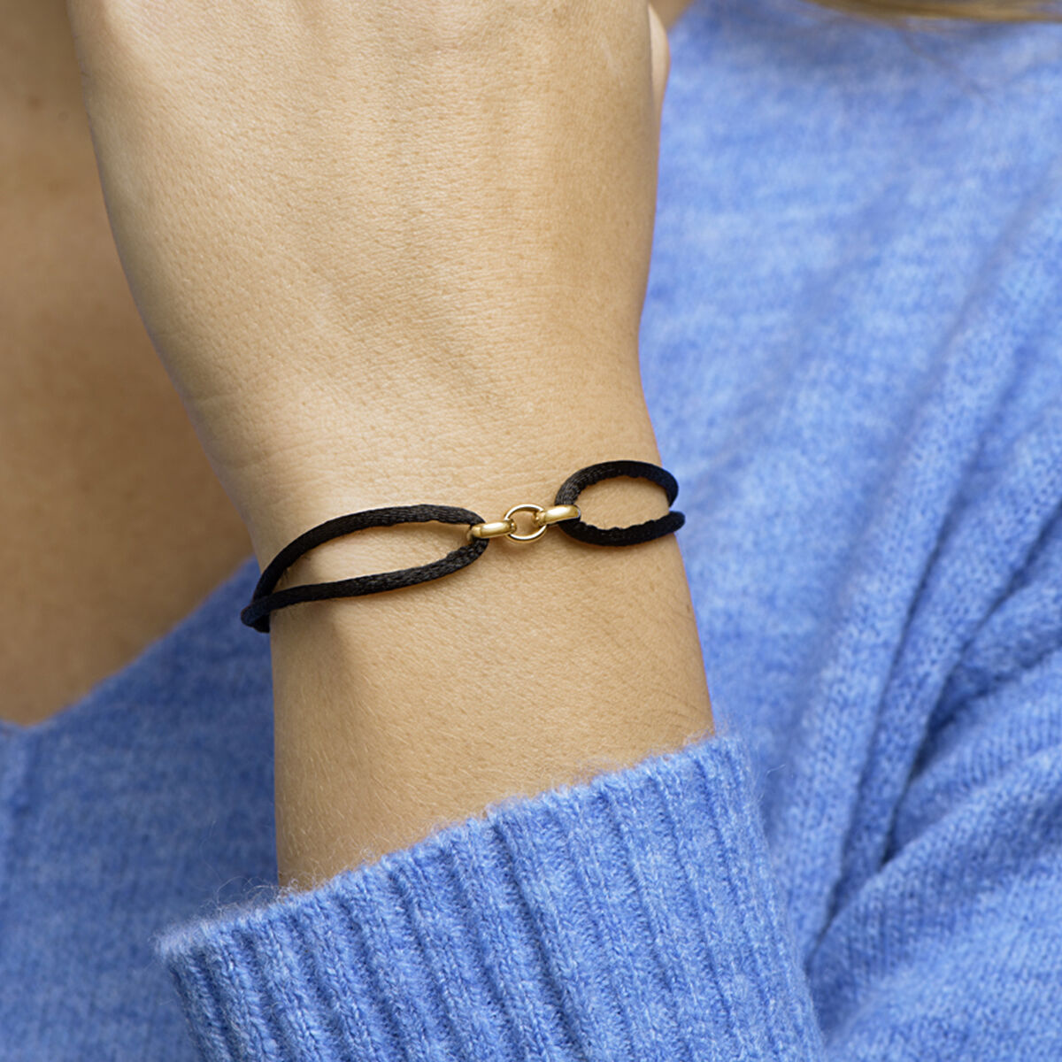 bracciale in raso 14K oro con gomma/nylon/pelle