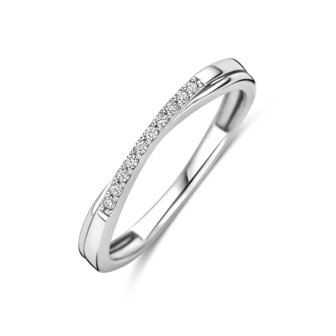Gerhodineerd zilveren ring met zirkonia in entourage stijl