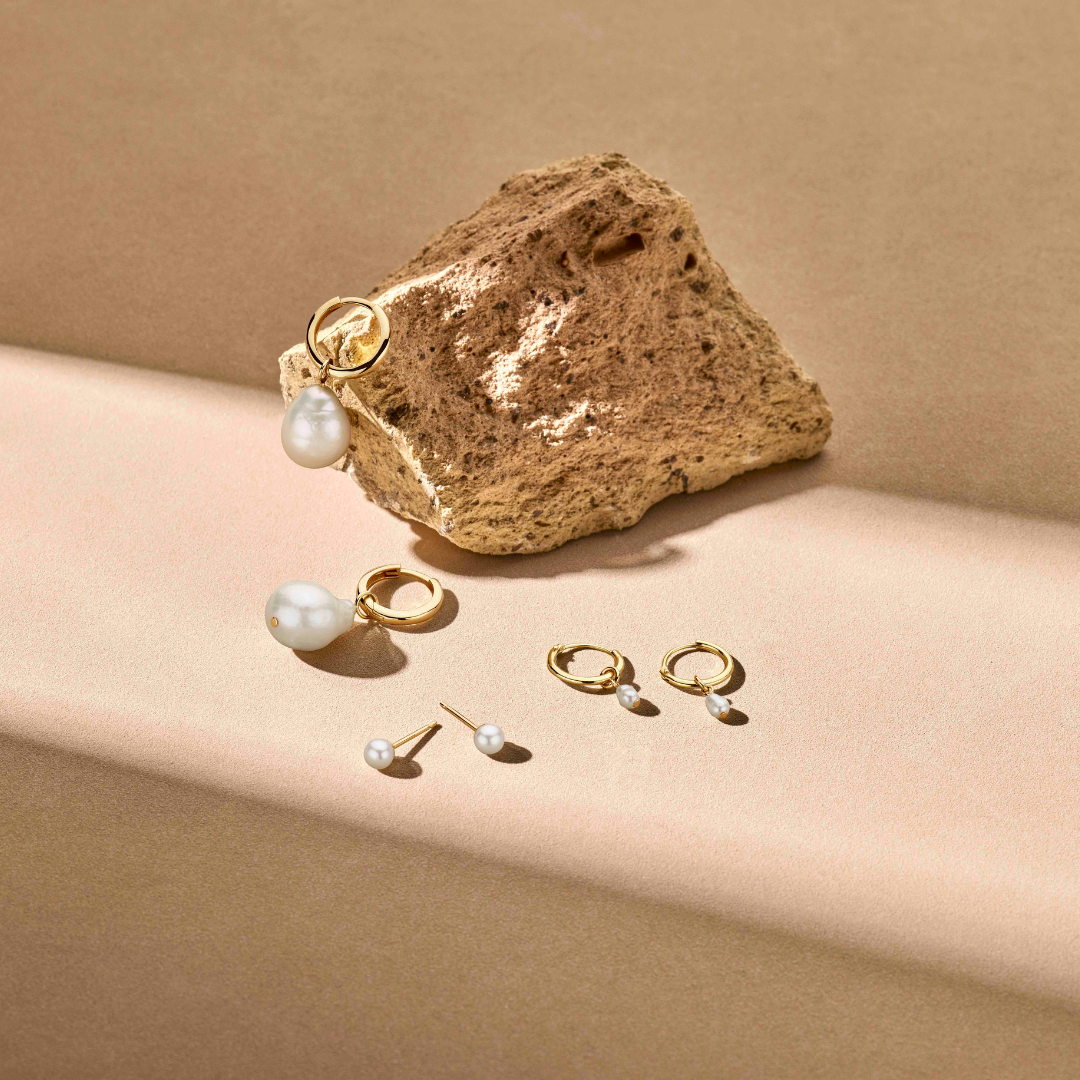 orecchini a bottone perla 14K oro giallo